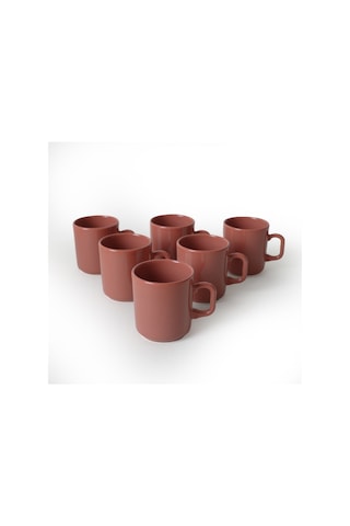 Keramika Kızıl Kahve Formart Kupa 8 Cm 6 Adet 607 Bordo