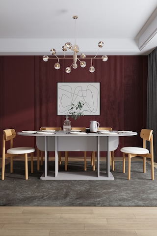 Modern 8 Kişilik Mutfak Yemek Masası Ve Sandalye %100 Mdf Mutfak Yemek Odası Masası Takımı Ymt08 Kül Gri