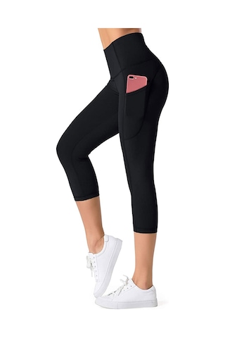 Kadın Yüksekbel Toparlayıcı Cepli Sporcu Kapri Tayt Yoga Pilates 001