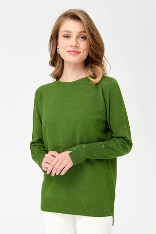 Desen Triko Kadın Sıfır Yaka Önü Kısa Arkası Uzun Bluz 23331 K.yosun K.yosun