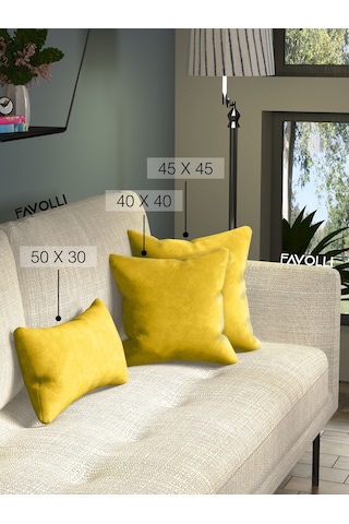 Br Favolli Kadife Dokulu Hint Sarısı Kırlent Kılıfı Dream Serisi Punch Için Uygun Gizli Fermuar Hint Sarısı