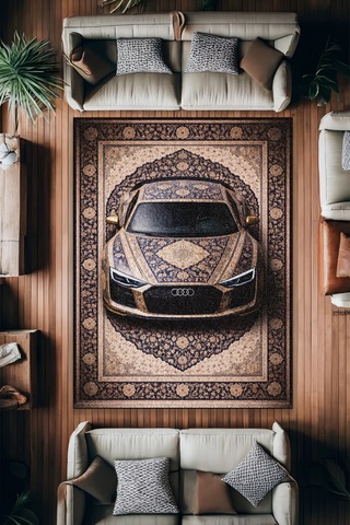 Audi R8 Araba Desenli Halı Dijital Baskı Yıkanabilir Kaymaz Taban Leke Tutmaz Çok Renkli8