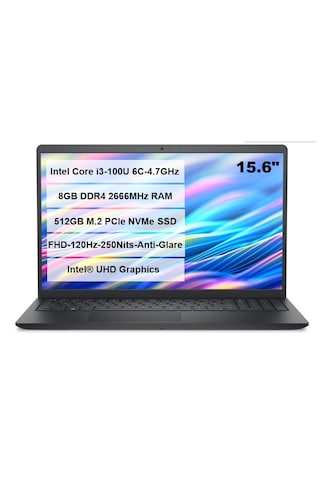 Dell 15 DC15250 i3-100U 8 GB 512 GB M.2 SSD 15.6" W11H Dizüstü Bilgisayar