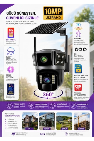 4g Solar Panelli 2 Kameralı Güvenlik Kamerası
