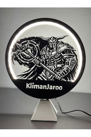 Knight Online Warrior Kişiye Özel İsimli Halka Led Masa Gece Lambası Gamer Oyun Oda Dekor Hediyelik Beyaz