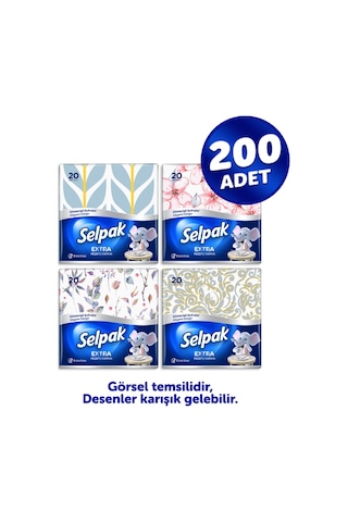 Selpak® Extra Gösterişli Sofralar Peçete 200'lü (20 x 10)