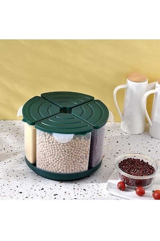 Pazly Yeşil Tahıl Saklama Kabı, Gıda Tahıl Dağıtıcı, Mühürlü Döner, Kuru Gıda Pirinç Kavanozları, Baharat Şeker, Mutfak Düzenleyici Yeşil