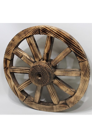 Otantik Ahşap At Arabası Tekeri 50 Cm.(Ahşap Yakma) Diğer