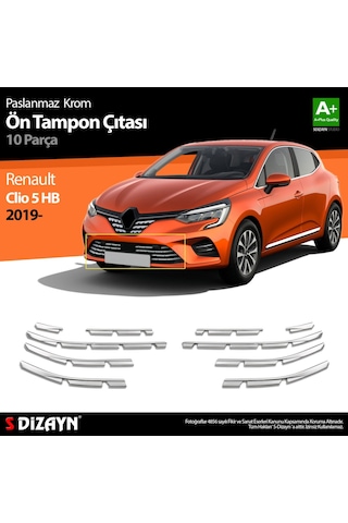 Renault Clio 5 Krom Ön Tampon Çıtası 10 Prç. 2019 ve Üzeri N11.2291