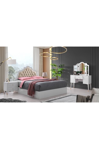 Riga Şifonyer-makyaj Masası-aynalı-mdf-beyaz Beyaz