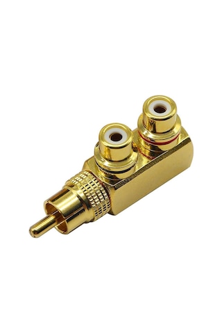 1 Erkek - 2 Dişi Gold 90 Derece Rca Çoklayıcı Tek