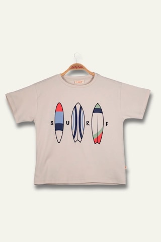 Zeyland Erkek Çoçuk Sörf Baskılı T-shirt - Taş Rengi Taş Rengi