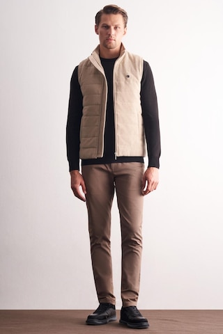 İmza Bej Dik Yaka Fermuarlı Casual Slim Fit Kapitone Yelek 1009255103 Koyu Bej