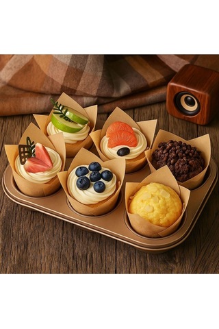 Tulip Muffin Kağıt Kek Kapsülü 50'li 55x50 Mm Renkli Cupcake Muffin Kalıbı Diğer