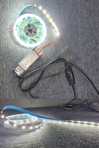 Mutfak Dolabı Için 5 Mt. Beyaz Şerit Led 12v Adaptör Aç Kapa
