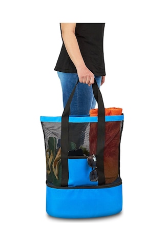 Plaj Çantası Soğuk Sıcak Tutucu Bölmeli Piknik Kamp Çantası Mavi