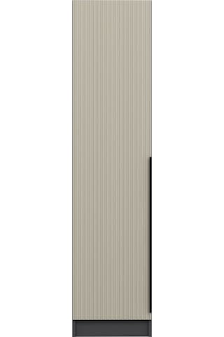 Minar Kale 1 Kapaklı Dolap Çizgili Mebran 190cm - Antrasit/kumtaşı - Raflı Çok Renkli