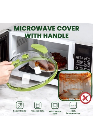 Su Buharlı Pişirici Saplı Mikrodalga Sıçrama Kapağı Plastik Bulaşık Kase Plaka Servis Kapağı