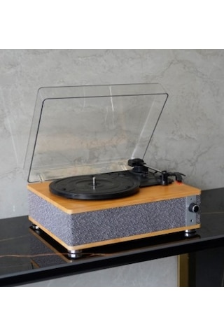 Fomix Fm-109 Gri Hoparlörlü Bluetoothlu Pikap Plak Çalar Gri