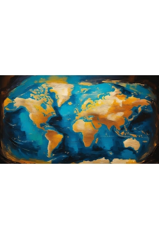Dünya Harita Tablosu 02 Çerçevesiz 90x60cm Pvc Tablo
