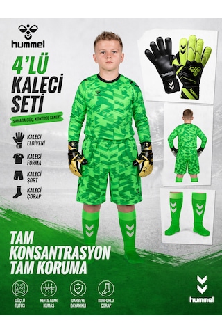 Hummel 4 Lü Kaleci Seti Baskı Üst Forma+şort+kaleci Eldiveni+profestonel Futbol Çorabı Açık Yeşil Hummel 4 Lü Kaleci Seti Baskı Üst Forma+şort+kaleci Eldiveni+profestonel Futbol Çorabı Açık Yeşil