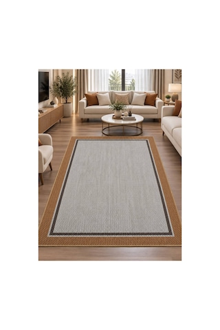 Çift Bordürlü Lüks Orijinal Sisal Dokuma Halısı Salon Halısı Mutfak Halısı Koridor Makine Halısı Hardal-siyah-gri 926846847 Hardal-siyah-gri
