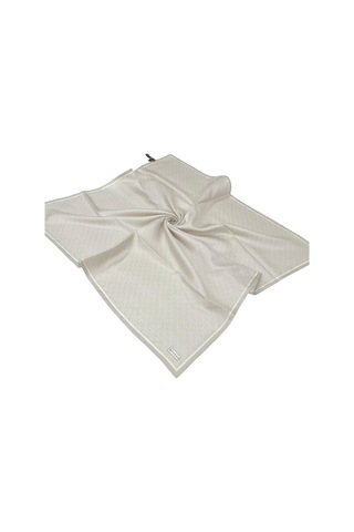 Vakko Twill İpek Eşarp - Helezon Monogram - Açık Taş Krem