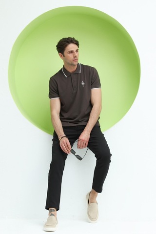 Erkek Polo Yaka T-shirt Kahverengi