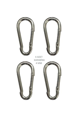Galvanizli Karabina, 4 Mm, Askı, Çengel, Kanca, Anahtarlık 4 Adet