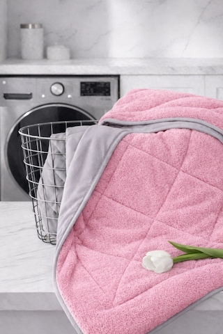 Pamuklu Lüks Çift Taraflı Çift Kişilik Welsoft Yorgan 195x215cm Pembe-gri