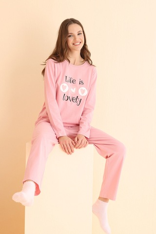Nbb Kadın Somon Life İs Lovely Pijama Takımı Somon