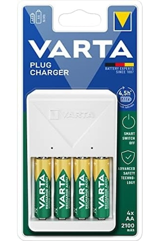 Akü Şarj Cihazı, 4 X Aa 2100 Mah Dahil, Şarj Edilebilir Piller İçin Pil Şarj Cihazı, Aynı Anda 2 Veya 4 Aa/aaa Şarj Eder, Tak Şarj Cihazı, Beyaz