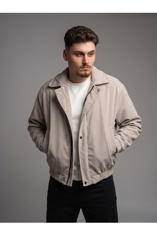 Felvıno Erkek Fitilli Kadife Bomber Ceket Fermuarlı Çıtçıtlı Mont Taş