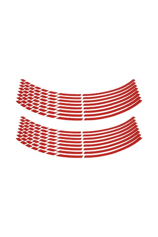 Moveevo 16 Adet Kırmızı Pet Jant Sticker, 34cm X 0.8cm, Su Geçirmez Dayanıklı, 16-18 İnç Arabalar/motosikletler İçin Yansıtıcı Dekoratif Şerit