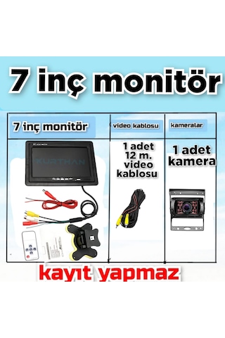 1 Adet Metal Kasa Kamera Ve 7 İnç Ekran Kayıt Yapmaz 12 24 Volt