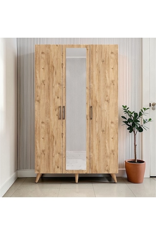 Alara Tamamı Mdf Aynalı Portmanto Vestiyer Ayakkabılık Çam 120 Cm - M4