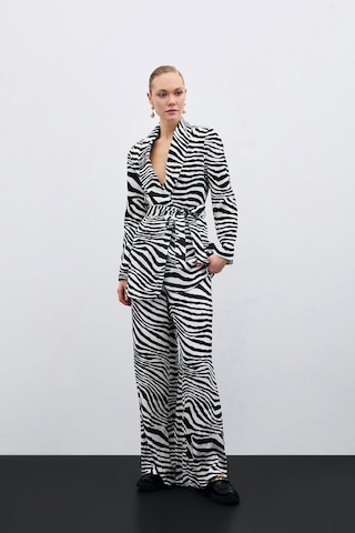 Sateen Salaş Zebra Desen Pantolon - Siyah-135476 Siyah