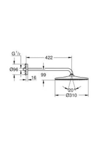 Grohe Rainshower Mono 310 Baş Duş Seti 422 Mm, 1 Püskürtme - 26558gl0 Altın