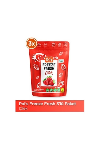 Pol's Freeze Fresh Çilek 15 G X 3 Adet Dondurularak Kurutulmuş Meyve 15 G