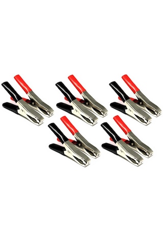 10cm Krokodil Akü Maşa Büyük Boy Kırmızı+ Siyah- 5li Takım Set