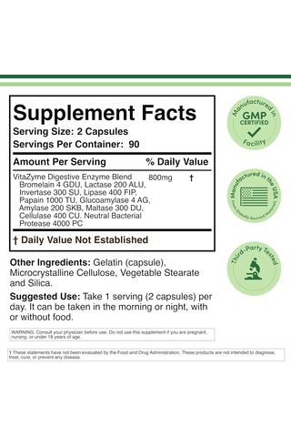 Double Wood Digestive Enzymes Bromelain Lactase 180 Caps