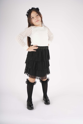 Miniko Kids 23 Nisan 29 Ekim Konsept Kol Tül Detaylı Kat Kat Tütü Etekli Takım Siyah