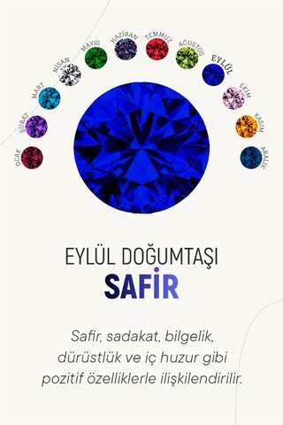 Eylül Safir Doğum Taşı Rose Tektaş Çivili Gümüş Küpe
