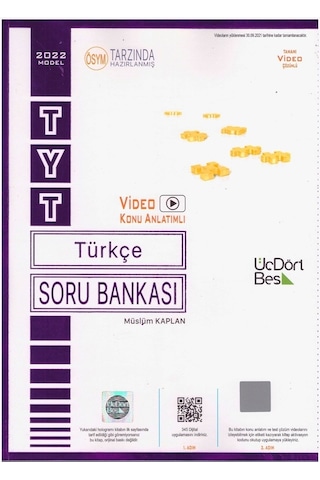 TYT Türkçe Soru Bankası - Müslüm Kaplan - Üç Dört Beş Yayınları TYT Türkçe Soru Bankası - Müslüm Kaplan - Üç Dört Beş Yayınları