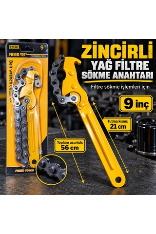 Yağ Filitre Zincirli Filitre Sökme Anahtarı 9 İnçh Sap Kısmı : 21 Cm Toplam Uzunluk :56 Cm Kısa Tip