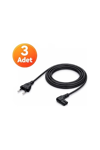 3 Adet - 90 Derece L Uç Teyp Radyo Fişi Ps5 Ps4 Ps3 Xbox One S X Power Güç Kablosu - 1.5m