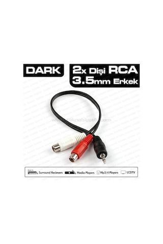 Dark 2 X Rca (Analog Ses) - 3.5Mm Stereo Dönüştürücü (2 X Rca Diş