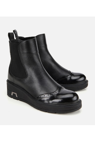 Hotiç Kadın Deri Siyah Streç Dolgu Topuklu Bilekte Chealse Bot 01boh313380a100 01boh313380a100 Siyah