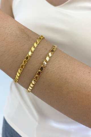 14 Ayar Altın İnce Pullu Zincir Bileklik 4,5 Mm Sarı Sarı Altın