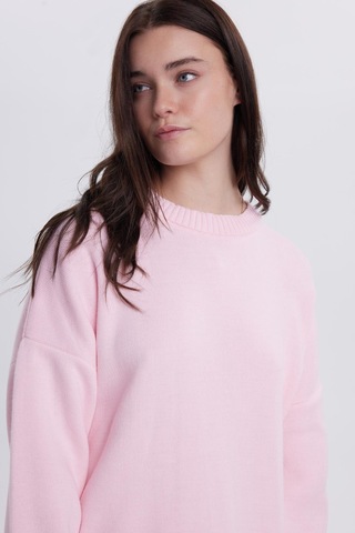 Tudors Kadın Oversize Geniş Kesim Bisiklet Yaka Pembe Kazak-41723 Pembe